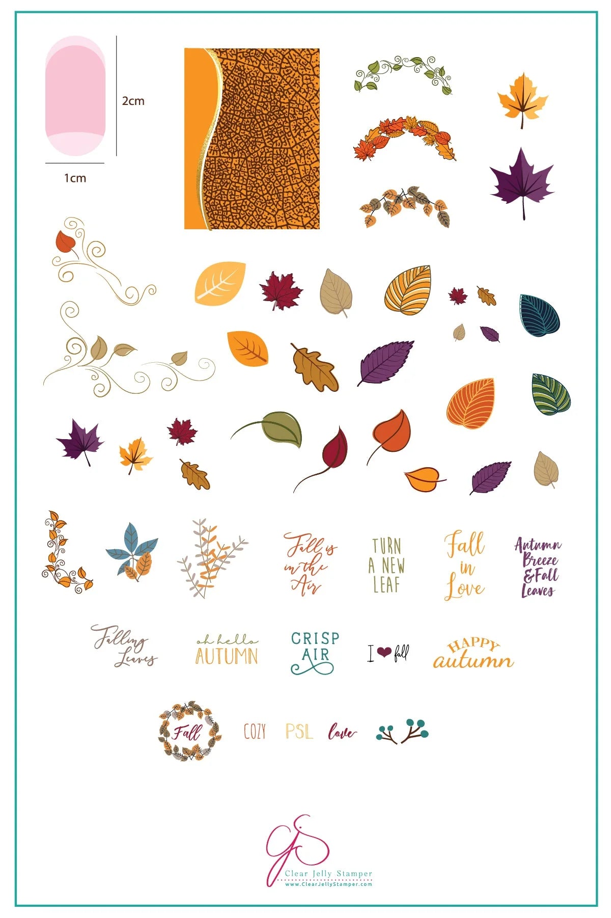 Clear Jelly | Forever Autumn (CjS-86) Etched Nail Art Stamping Plate