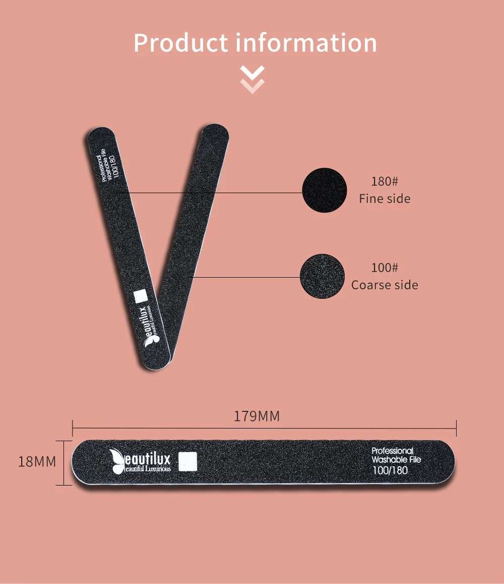 Beautilux Nail Files | Black Washable File 10pcs packs