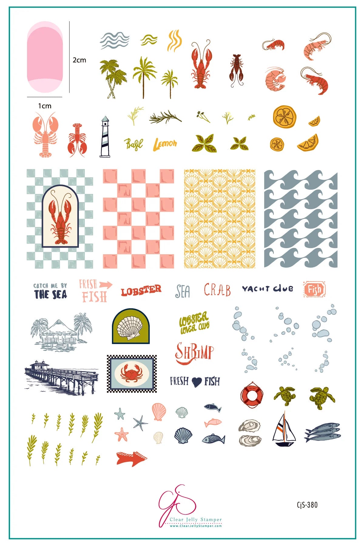 Clear Jelly | Catch Me by the Sea (CjS-380) Etched Nail Art Stamping Plate