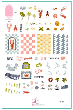 Clear Jelly | Catch Me by the Sea (CjS-380) Etched Nail Art Stamping Plate