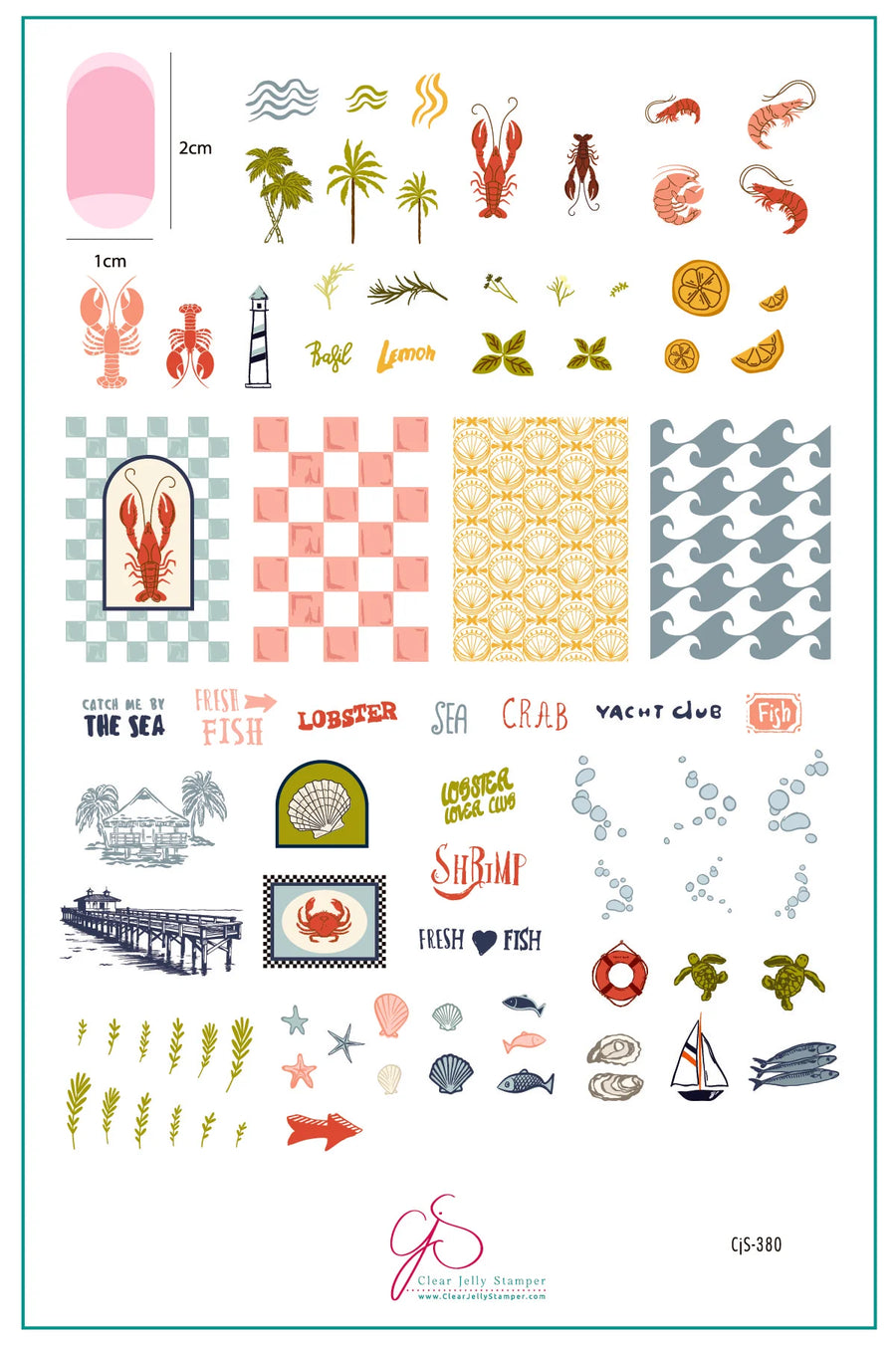 Clear Jelly | Catch Me by the Sea (CjS-380) Etched Nail Art Stamping Plate