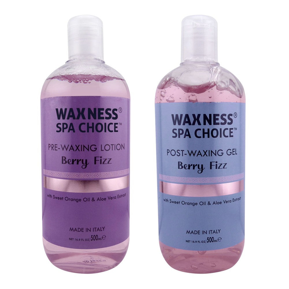 WAXNESS SPA CHOICE PRE-POST WAXING LOTION AND GEL BERRY FIZZ 16.9 FL OZ / 500 ML X 2