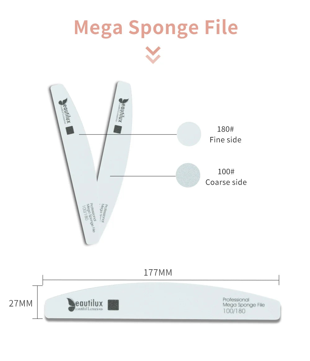 Beautilux Nail Files | Sponge File 5pc packs
